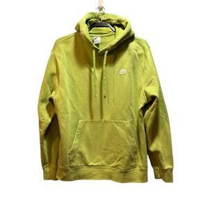 Nike club fleece pullover hoodie men’s large  lime green cotton polyester